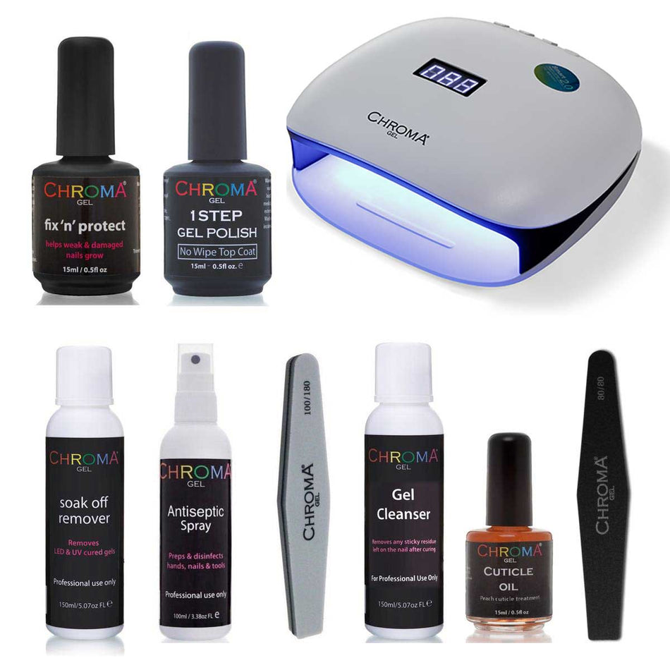 Fix n Protect Nail Repair Complete Kit with 48w LED Lamp - Chroma Gel