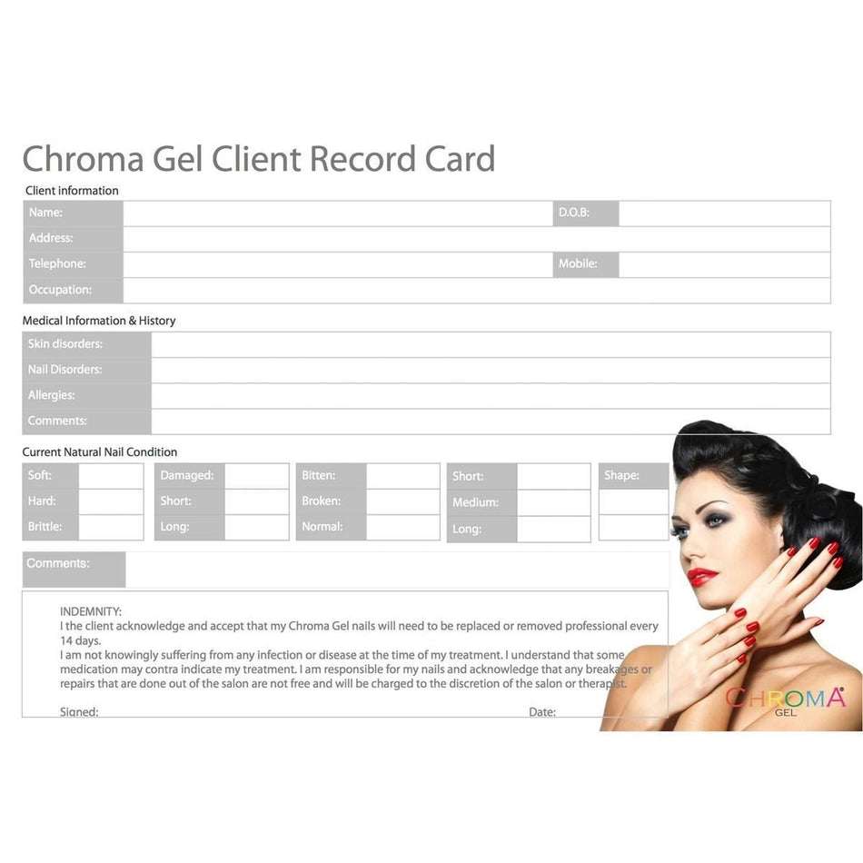 Chroma Gel Client Record Cards 25/pack - Chroma Gel